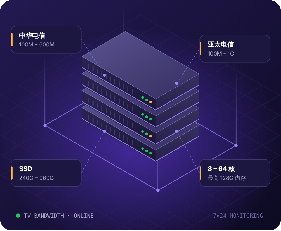 台湾大带宽服务器示意